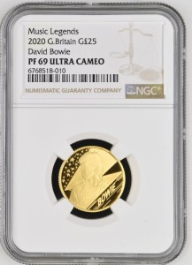 25 Паунда (1/4 oz.) 2020 Музикални Легенди - David Bowie Proof NGC PF 69 ULTRA CAMEO