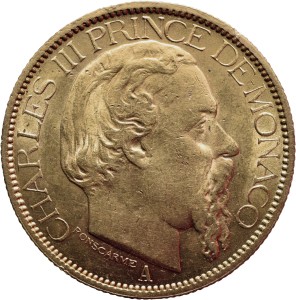 100 Франка МОНАКО 1884 Принц Чарлз III