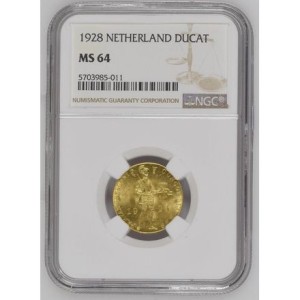 1 Дукат 1928 Вилхелмина Холандия NGC MS 64