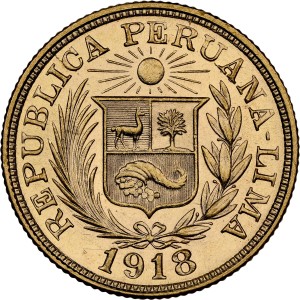 1 Либра Перу 1918  NGC MS 62